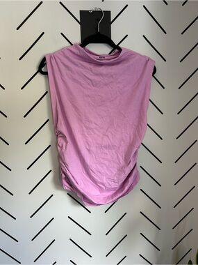 Maeve pink sleeveless ruched side knit top Anthropologie